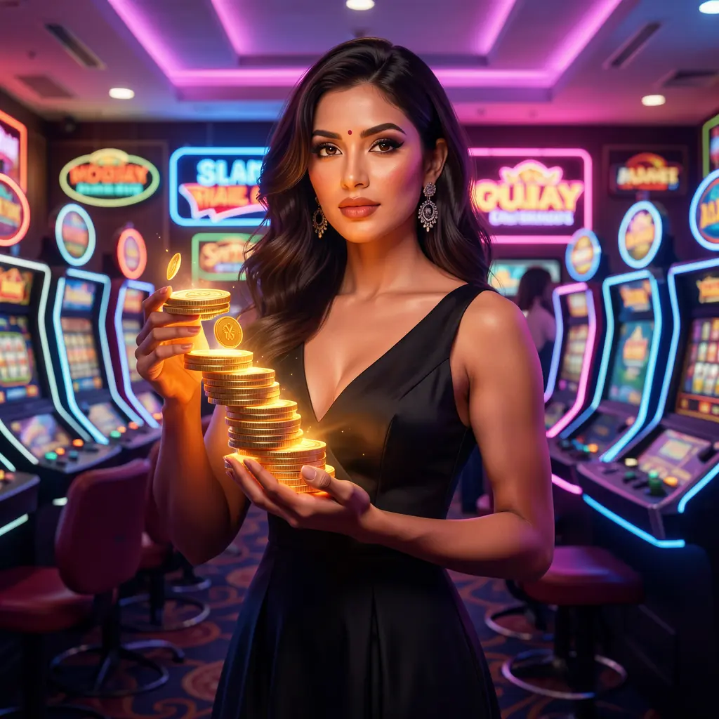 Stylish casino player holding poker chips in a dramatic neon lit setting representing high energy gaming and premium casino entertainment at AAAGO in Bangladesh