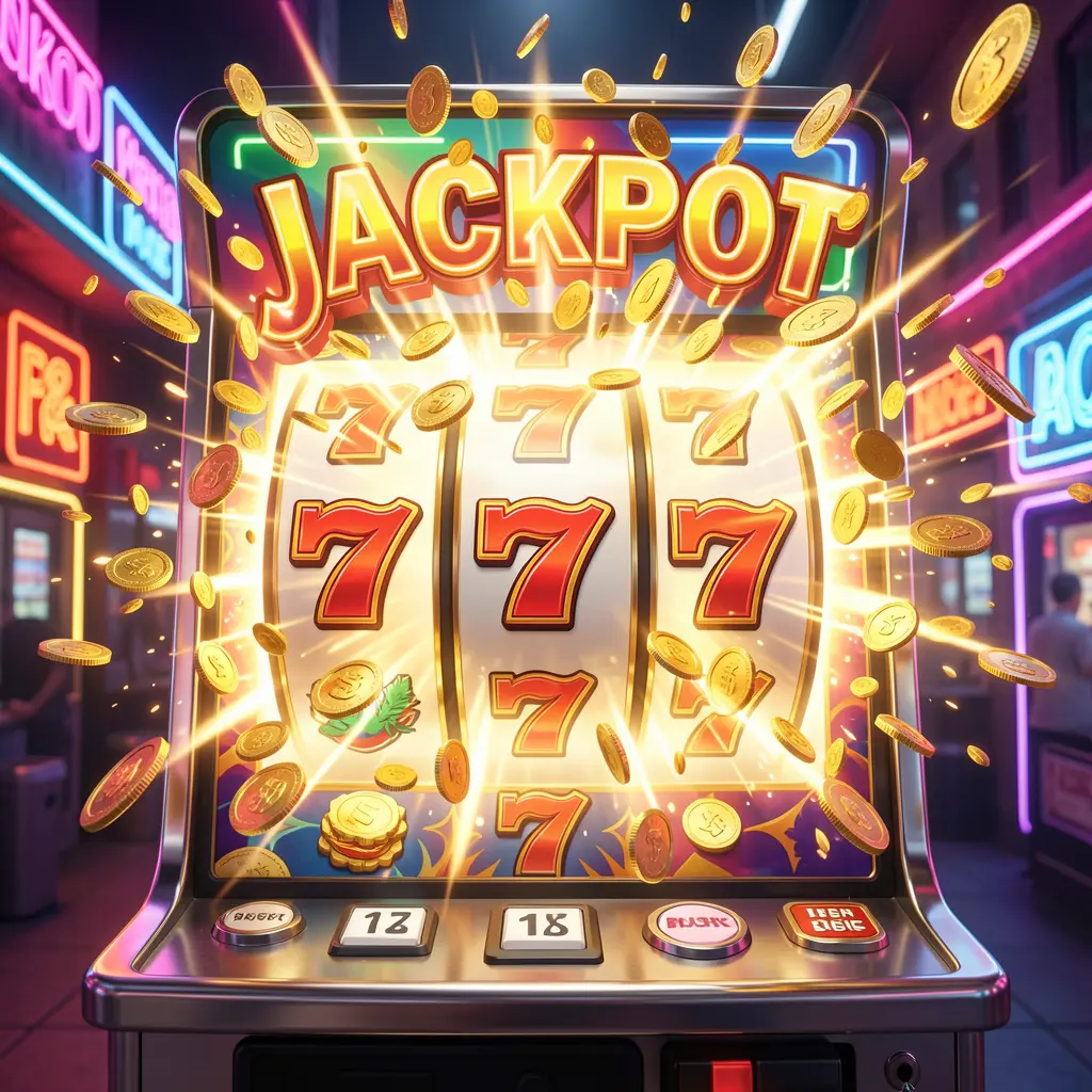 Classic casino slot machine showing triple seven symbols with golden coins flying around representing big wins and jackpots at AAAGO casino in Bangladesh